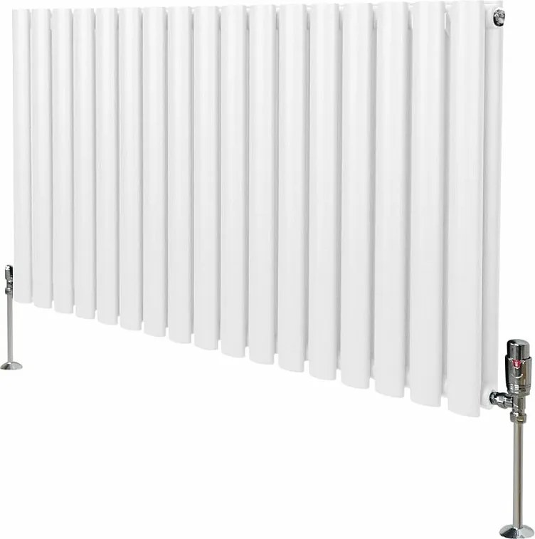 Grzejnik kolumnowy owalny z zaworami – 600 mm x 1020 mm – biały