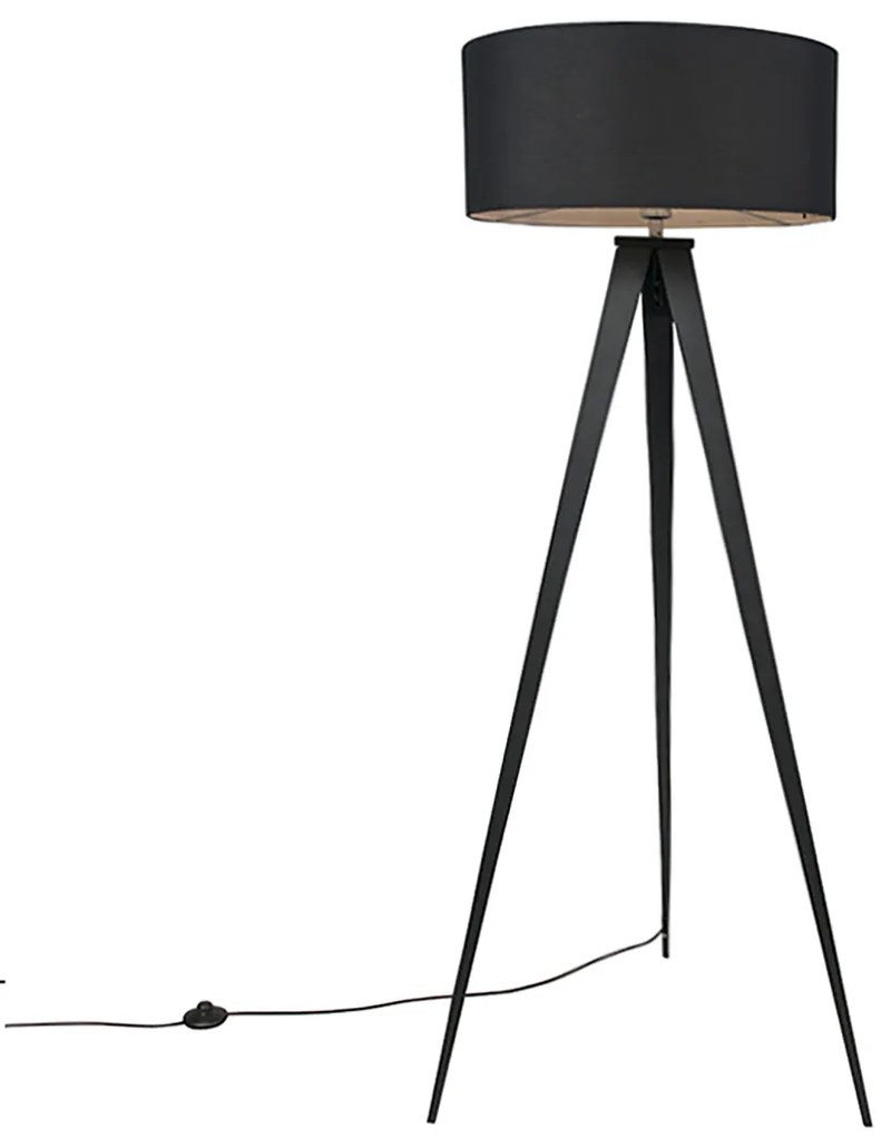 Inteligentna lampa podłogowa czarna z czarnym kloszem, w tym Wi-Fi A60 - Ilse