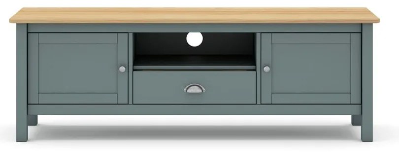 Szarozielona szafka pod TV z litego drewna sosnowego 158x53x40 cm Misti – Marckeric