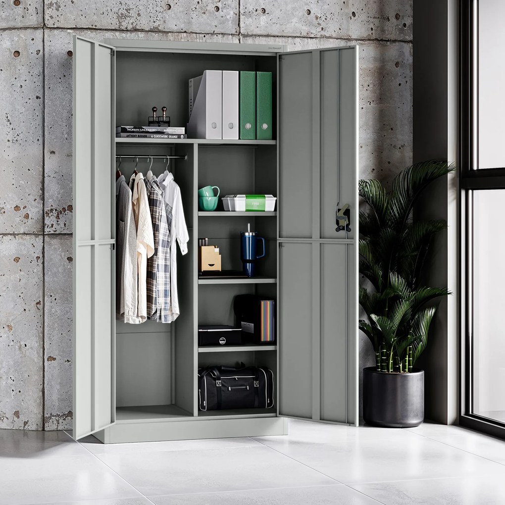 Szafa gospodarcza metalowa DAWID, 900 x 1850 x 400 mm, Smart: szara