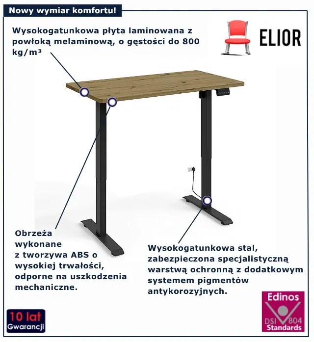Biurko elektrycznie do pracy na stojąco dąb artisan + czarny H4-E28