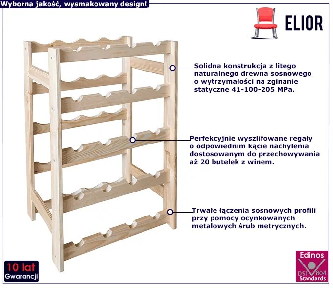 Drewniany regał na wino Vosato 5X