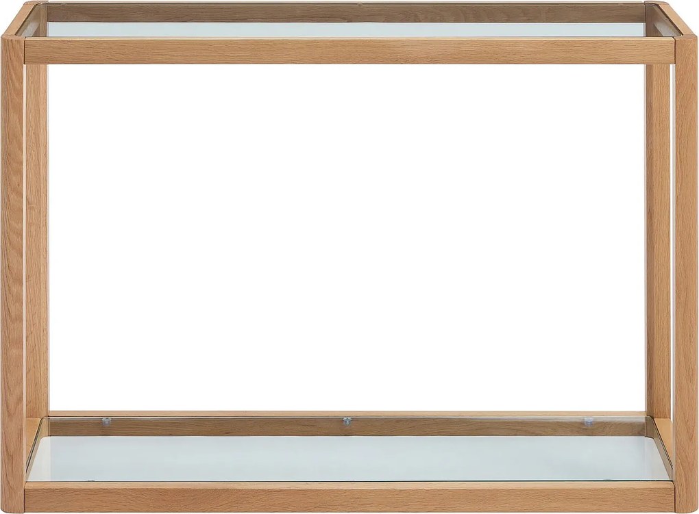 Konsola ze szkła hartowanego i dębu - Przezroczysta i Naturalna - ZUNARIL