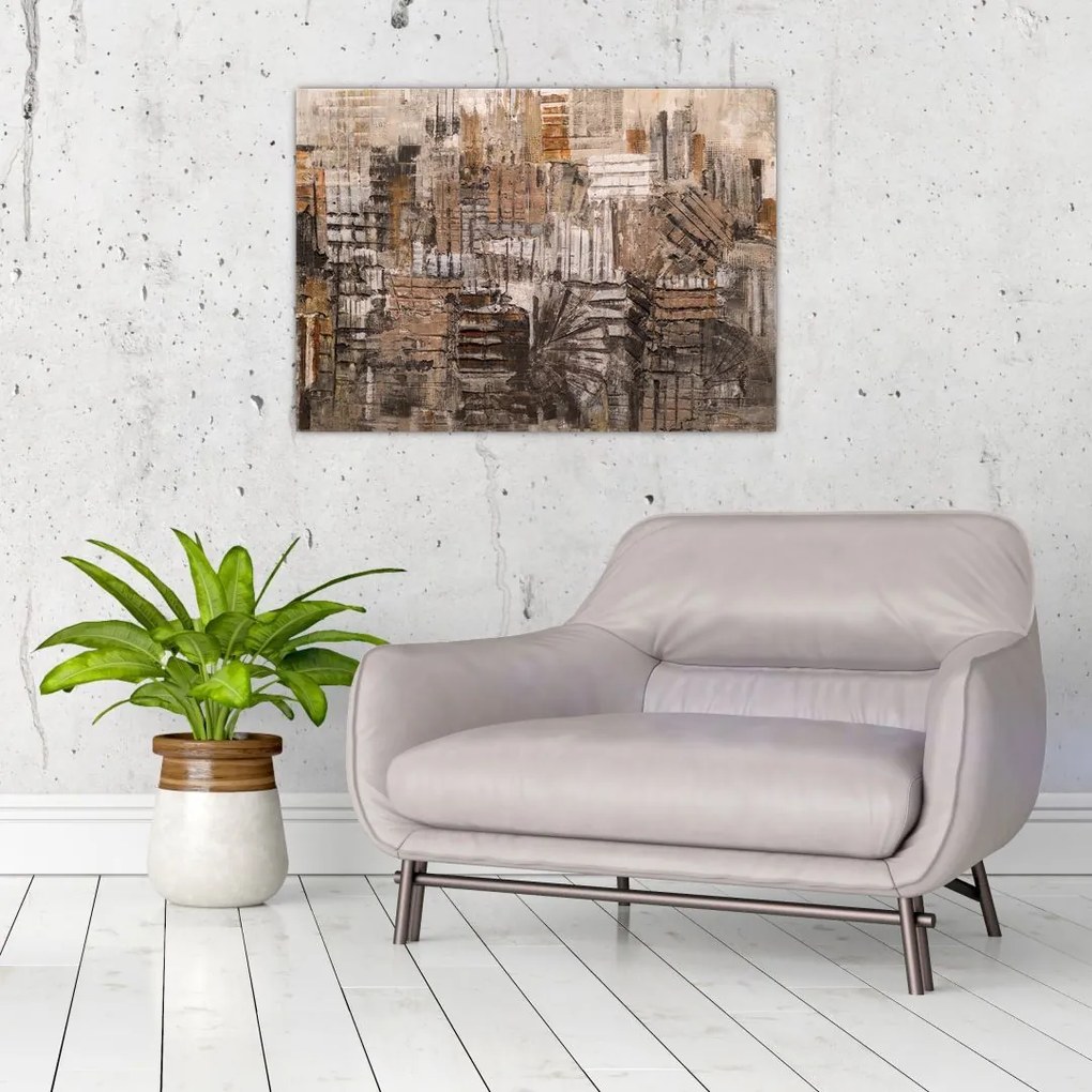 Obraz - Abstrakcja w odcieniach brązu (70x50 cm)