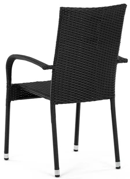 Autronic Krzesło ogrodowe, metal, polyratan,czarne, A ZC-S2113 BK