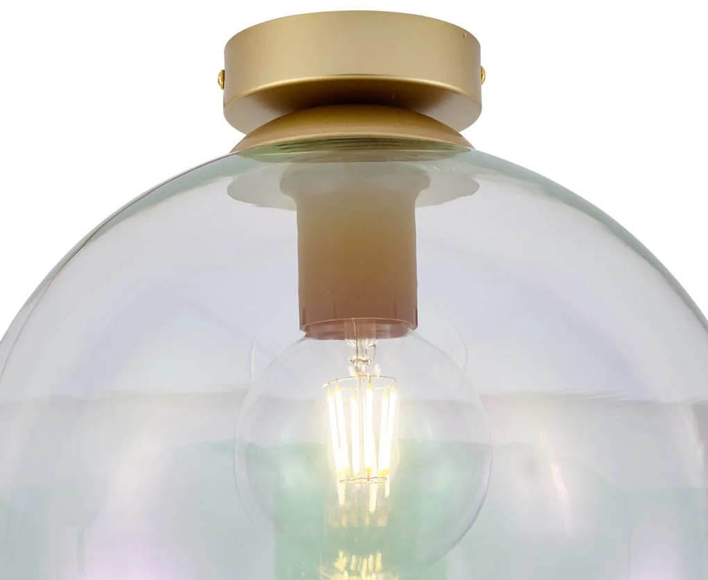 Lampa sufitowa Art Deco złota ze szkłem w kolorze tęczy - Sandra ArtDeco Oswietlenie wewnetrzne