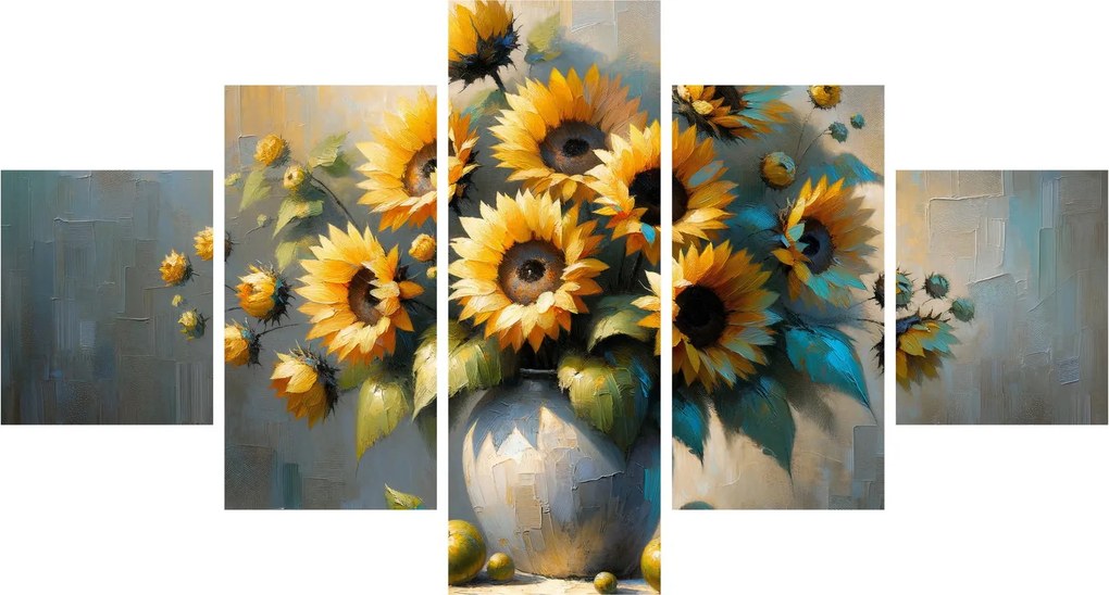 Obraz – Wazon ze słonecznikami (125x70 cm)