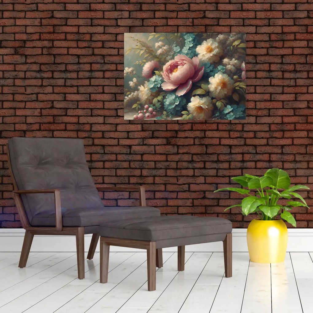 Obraz na szkle - Martwa natura z kwiatami - Obraz na szkle (70x50 cm)