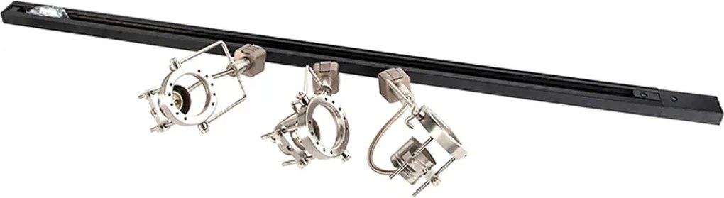 Inteligentny system szynowy 1-fazowy czarny ze stalą z 3 WiFi GU10 - Iconic Suplux