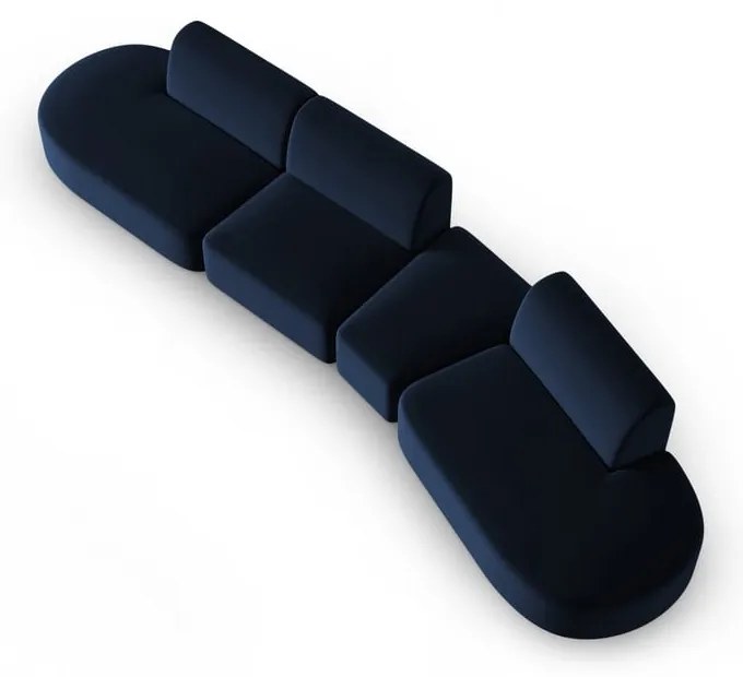 Niebieska aksamitna sofa prawostronna 428 cm Paolo – Milo Casa