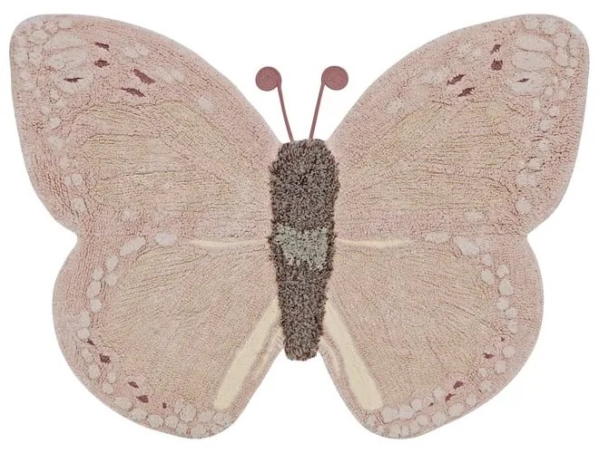 Jasnoróżowo-beżowy bawełniany dywan dziecięcy tkany ręcznie odpowiedni do prania 90x120 cm Baby Butterfly – Lorena Canals