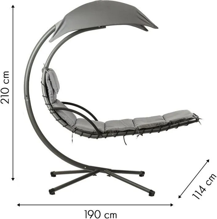 Wisząca leżanka ogrodowa na stelażu Tuscany 006, ciemny szary