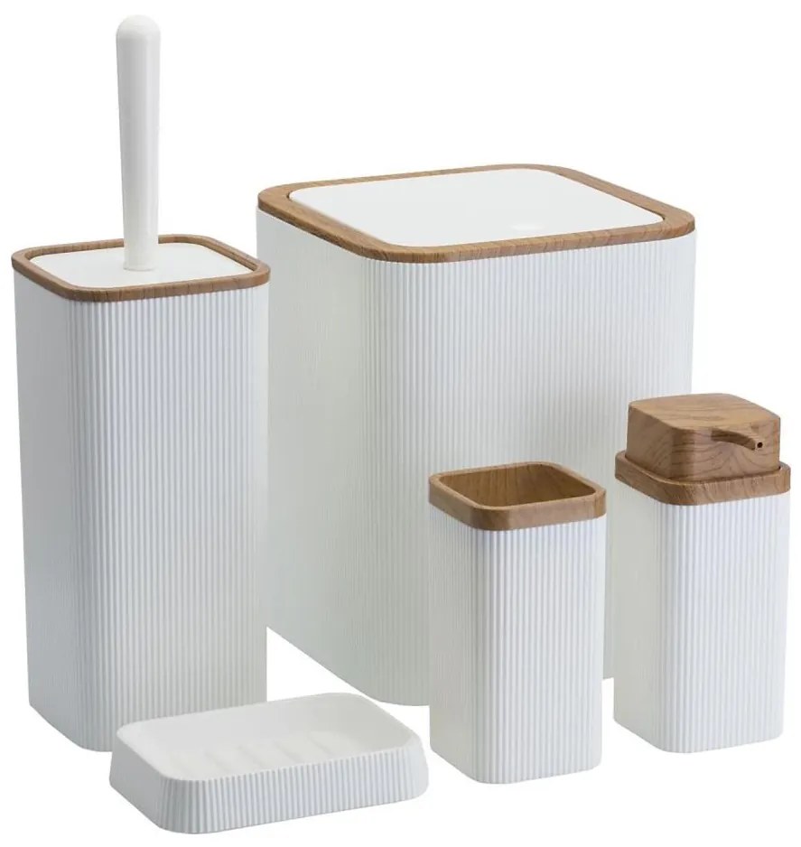 Zestaw łazienkowy ZOYA 5 szt biały/brązowy