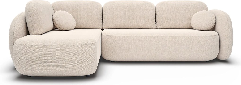 Masseno Narożnik AMICO z funkcją spania i pojemnikiem na pościel Narozniki L, Rozkładana sofa - Beżowy, ARAGON 03