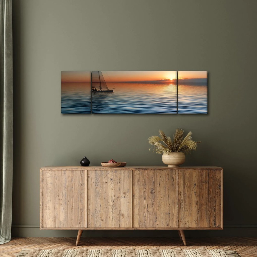 Obraz - Żaglówki na morzu (170x50 cm)