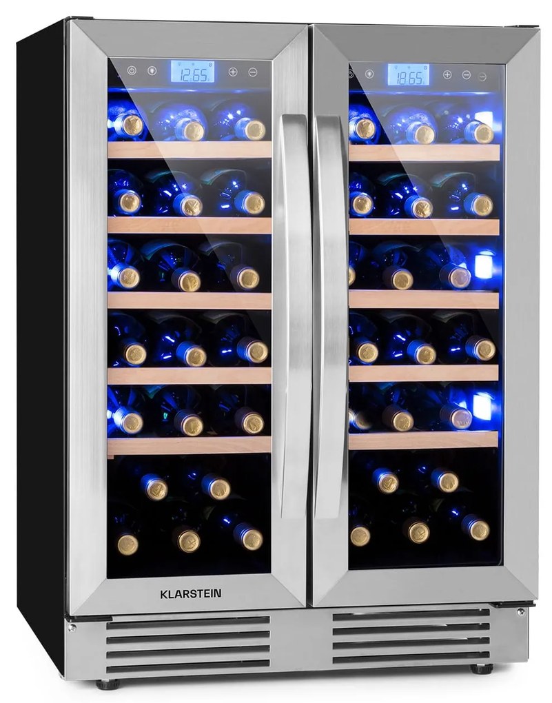 Klarstein Vinovilla 59.5cm 42 Butelki Winiarka Podblatowa Dwustrefowa Srebrny