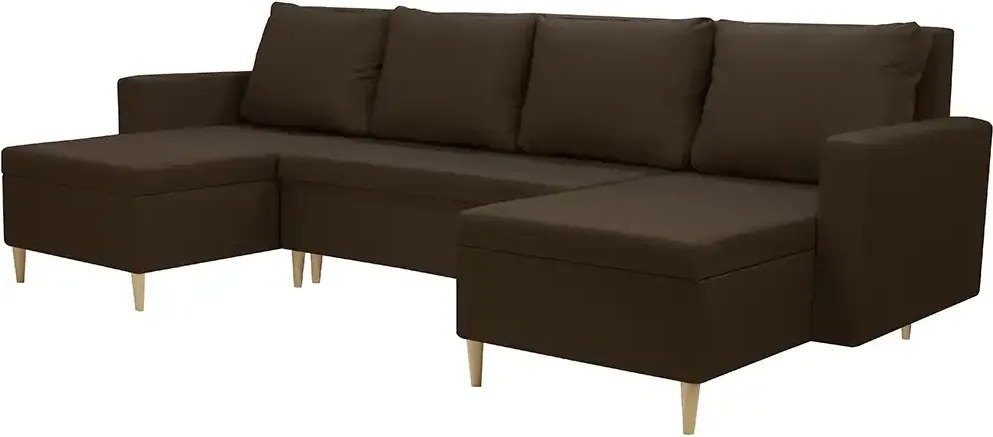 Narożnik U z funkcją spania KEN Brązowy