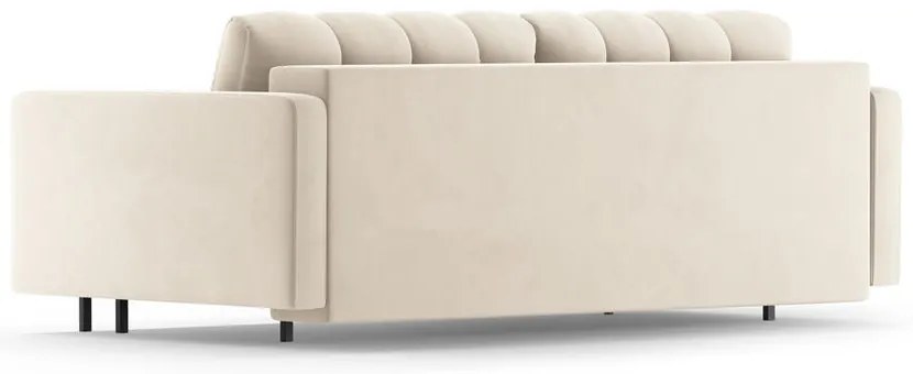 Kremowa aksamitna rozkładana sofa ze schowkiem 222 cm Bali – Cosmopolitan Design