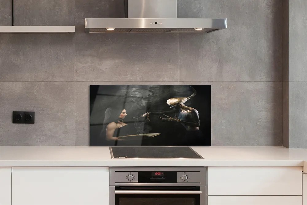 Szkło do Kuchni na Ścianę Kobieta jako Cień Nocy