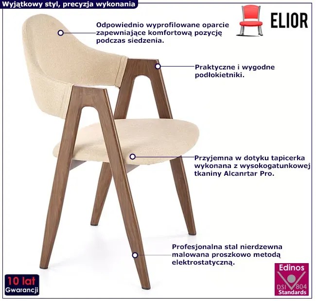 Beżowe krzesło z podłokietnikami B3-W12