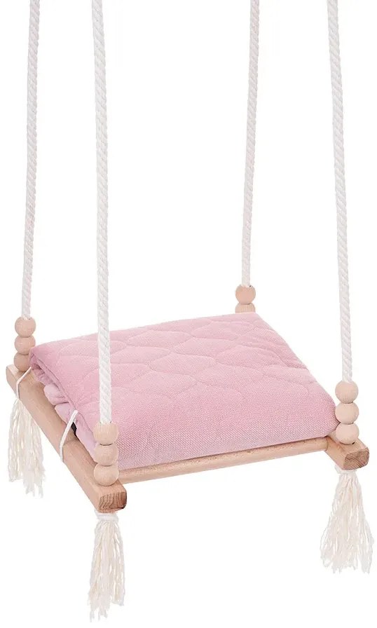 Huśtawka domowa do pokoju dziecka 3w1 z poduszką brudny róż H6-G09