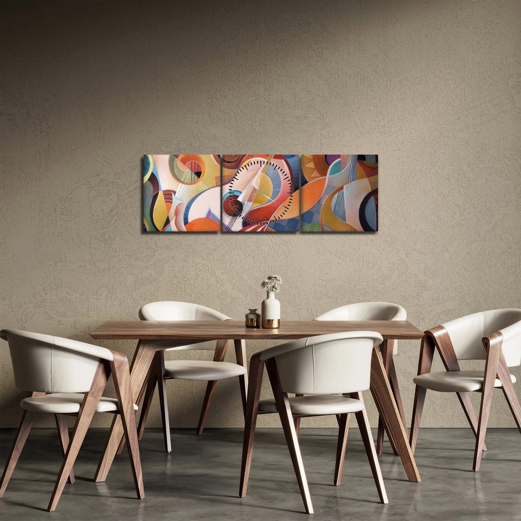 Obraz - Muzyczny abstrakt (z zegarem) (90x30 cm)