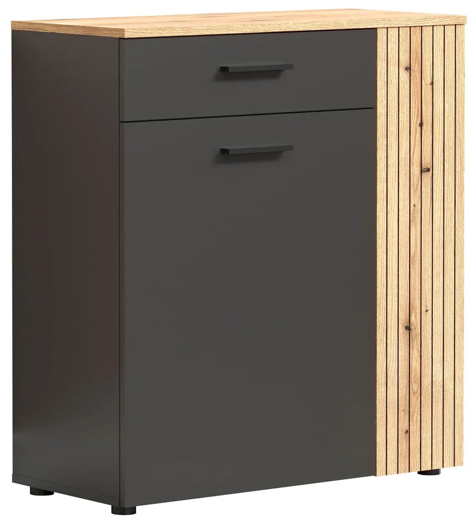 Komoda dwudrzwiowa z szufladą grafit + dąb evok K3-F25