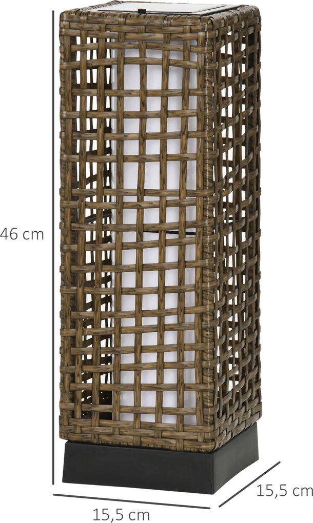 Outsunny Lampa Ogrodowa Solarna Rattan Automatyczne Włączanie 8h Świecenia 155x155x46cm | Aosom PL