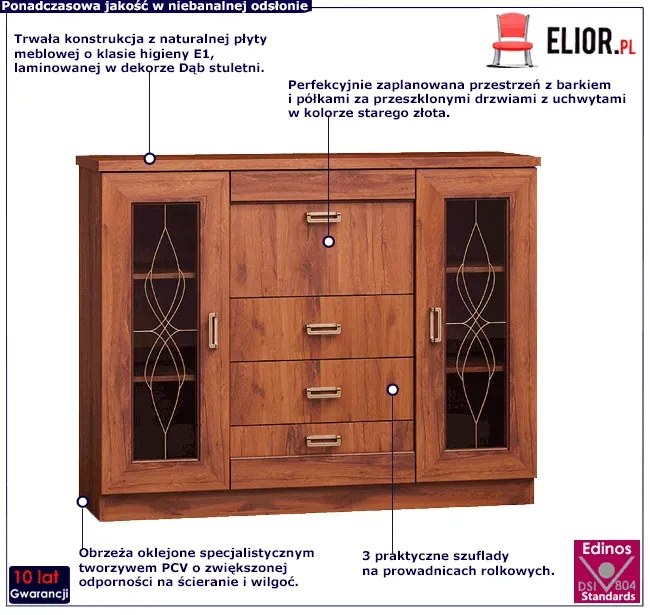 Witryna z barkiem dąb stuletni - Tilda 15X
