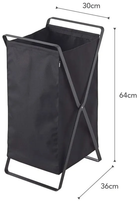 Czarny składany kosz na pranie YAMAZAKI Tower Laundry