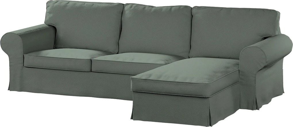 Pokrowiec na sofę Ektorp 2-osobową i leżankę kolor zielony tkanina strukturalna