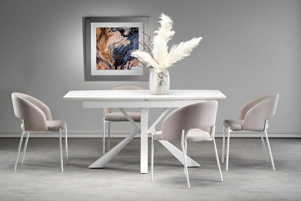 Tapicerowane krzesło do jadalni na białych nogach K486