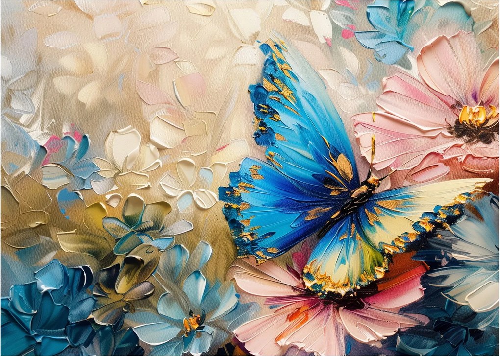 Obraz - Malowanie kwiatów i motyli (70x50 cm)