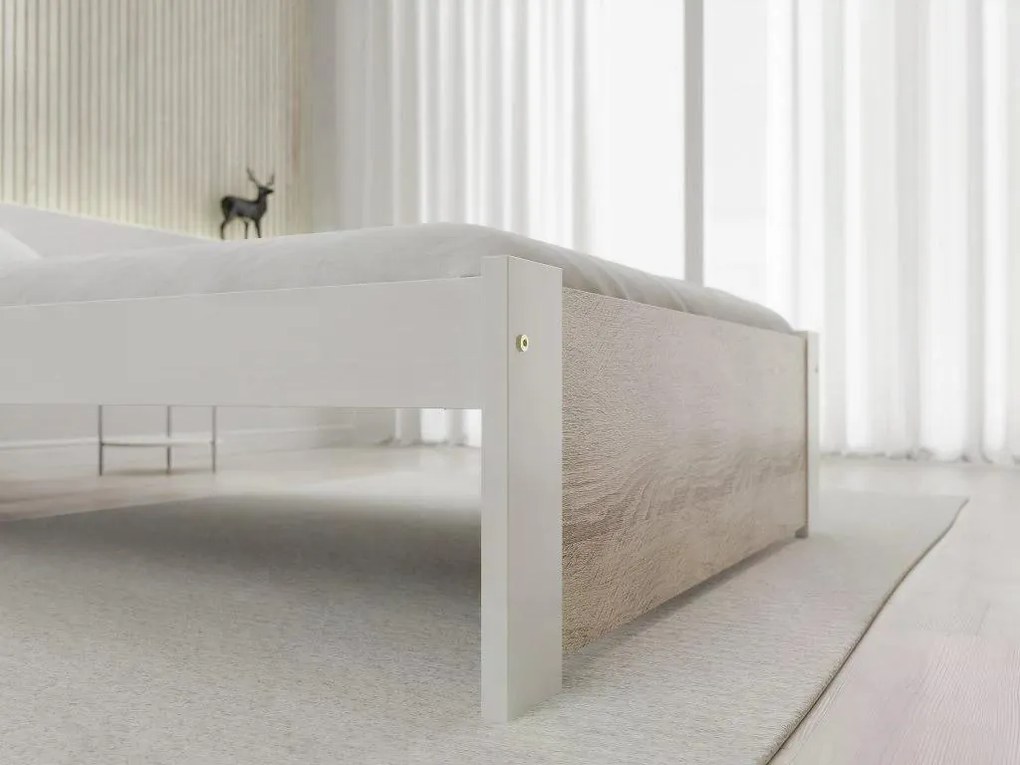 Łóżko IKAROS 80 x 200 cm, białe/dąb sonoma Stelaż: Bez stelaża, Materac: Materac Coco Maxi 20 cm