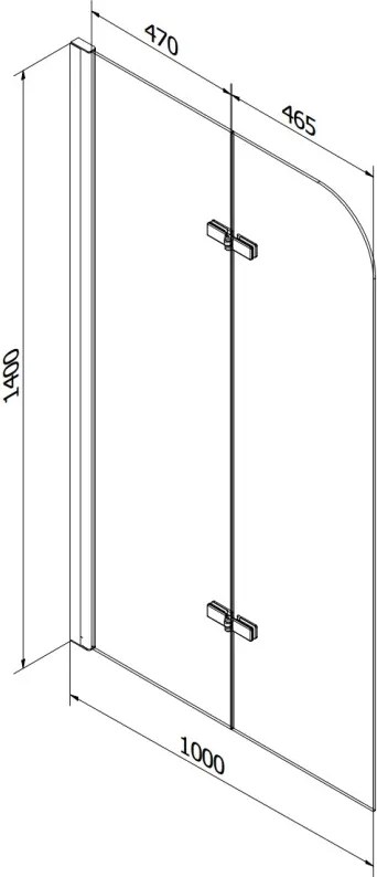 Mexen Vega wanna prostokątna 160 x 70 cm z obudową i parawanem 2-skrzydłowym 100 cm, transparent, chrom - 550116070X9010020100