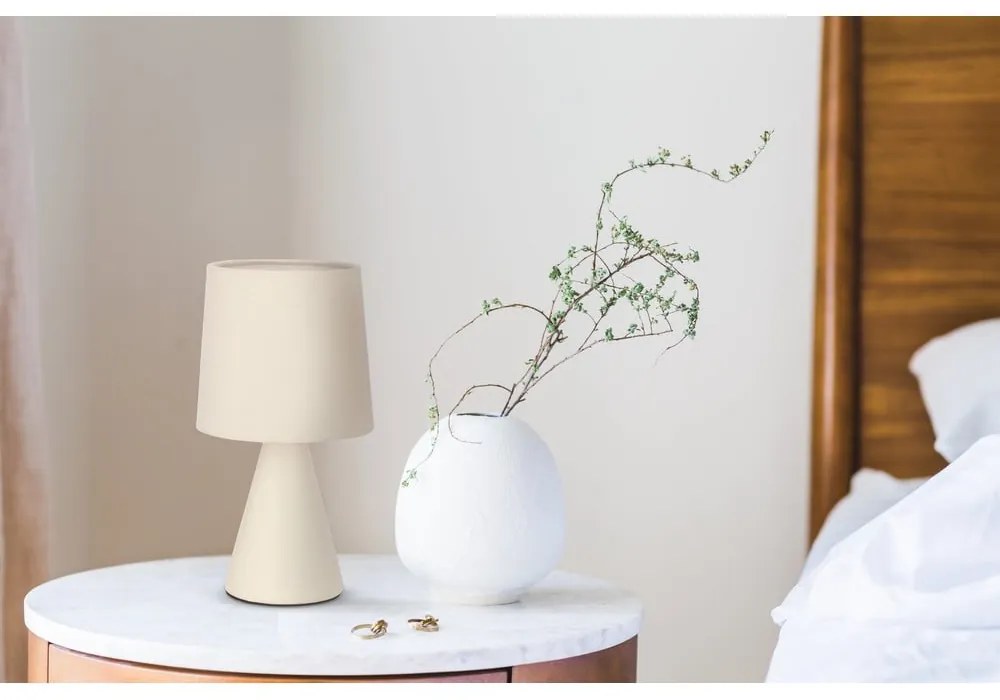 Kremowa lampa stołowa z tekstylnym kloszem (wysokość 14,5 cm) Satti – Candellux Lighting