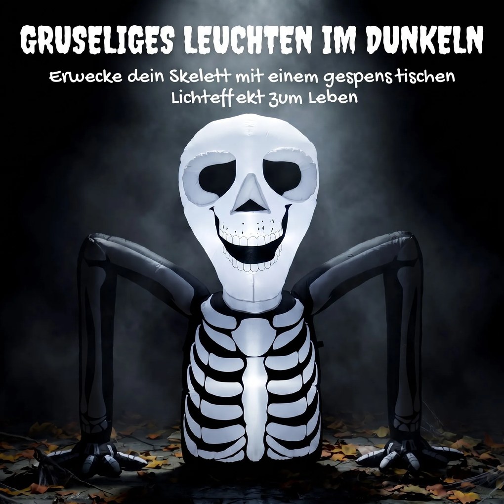 Outsunny Nadmuchiwany szkielet na Halloween wychodzący z ziemi, z lampkami LED, straszna dekoracja do wnętrz i na zewnątrz | Aosom PL