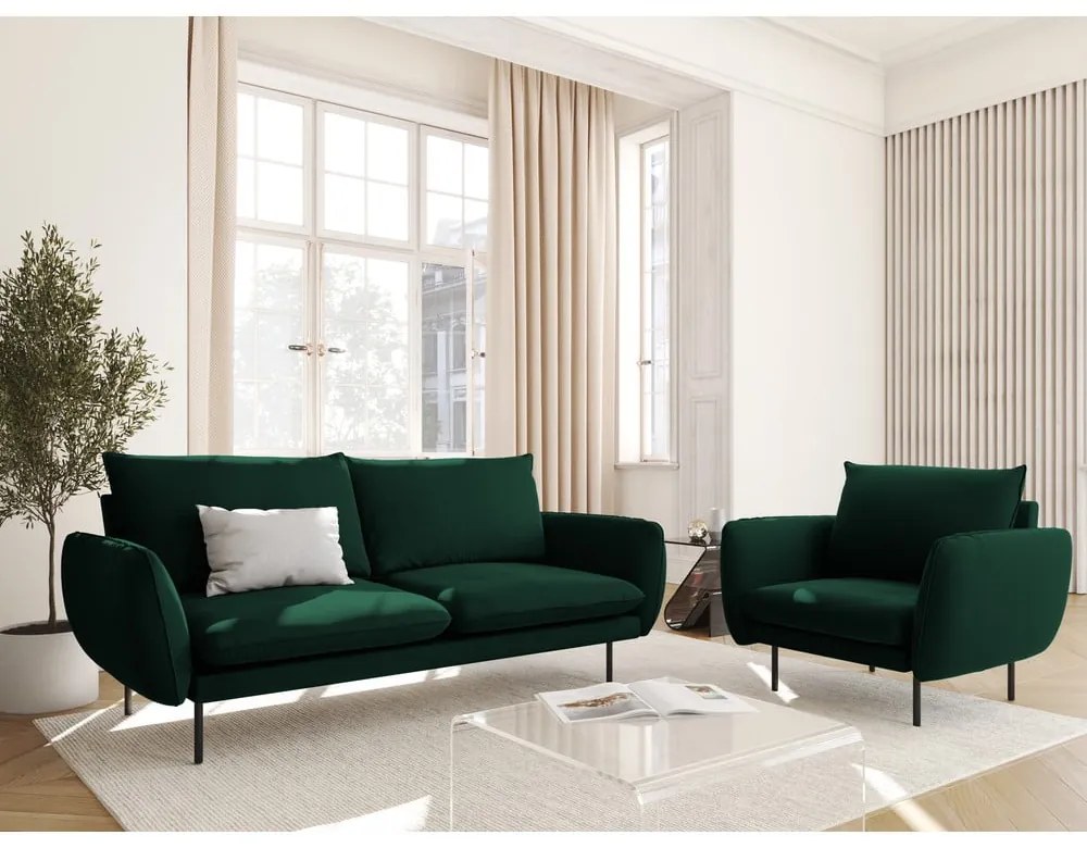 Ciemnozielona aksamitna sofa 160 cm Vienna – Cosmopolitan Design