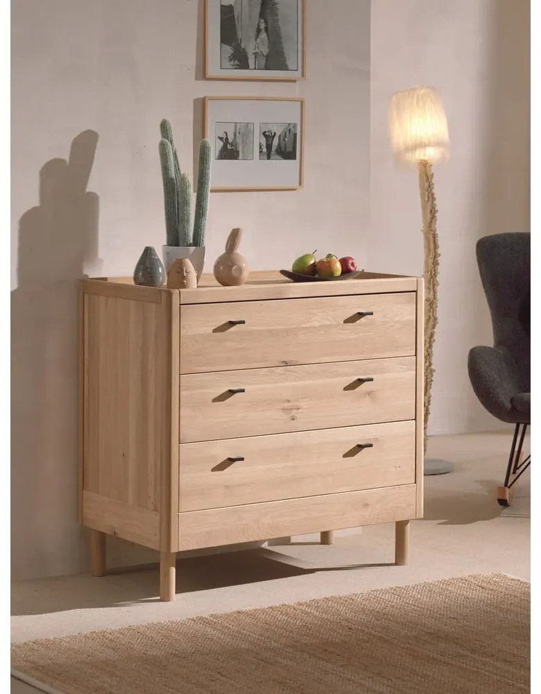 Komoda dziecięca z litego drewna dębowego w naturalnym kolorze 100x95x55 cm Forrest – Vipack