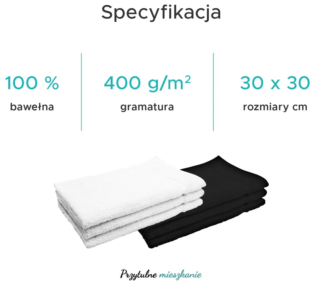 Ręcznik Classic biały 30x30 cm, 100% bawełna