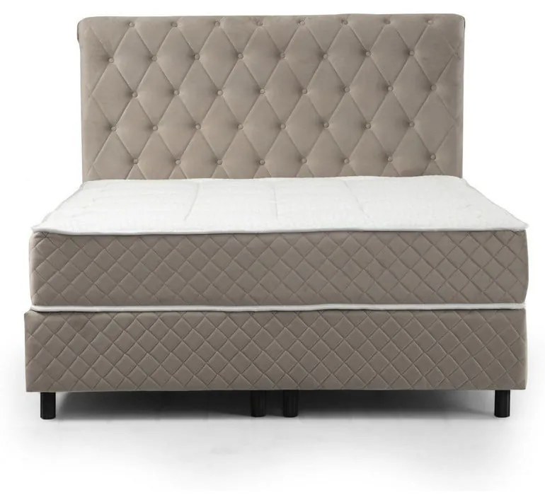 Beżowe łóżko boxspring ze schowkiem 140x200 cm Sonata – Kalune Design