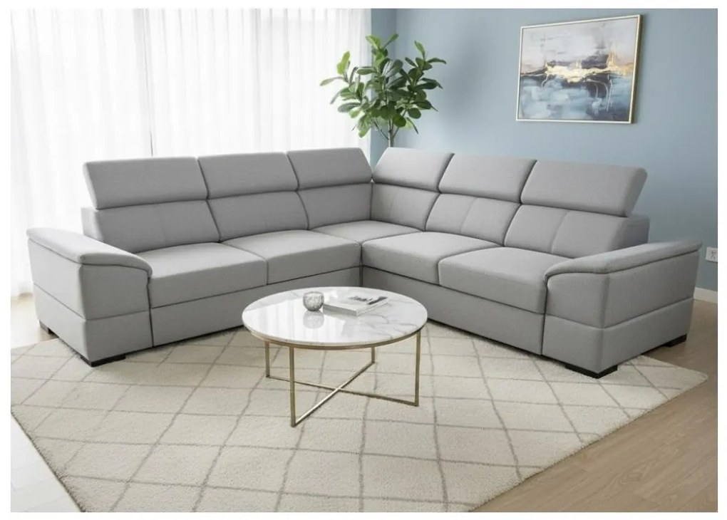 Uniwersalny narożnik rozkładany z pojemnikiem na pościel GRANADA szary