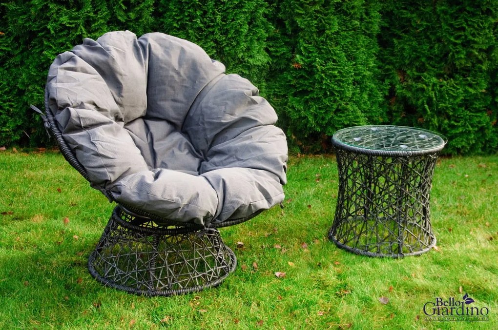 Leżanka ogrodowa z technorattanu + stolik TWIST szary