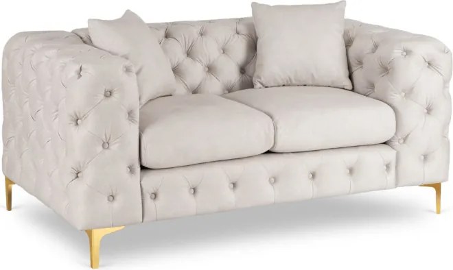 Sofa SORRENTO 2S Dwuosobowa Kremowa Welurowa Nowoczesna Glamour