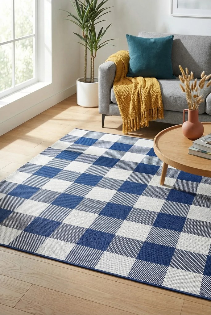 Sznurkowy dywan w kratę F6-M50