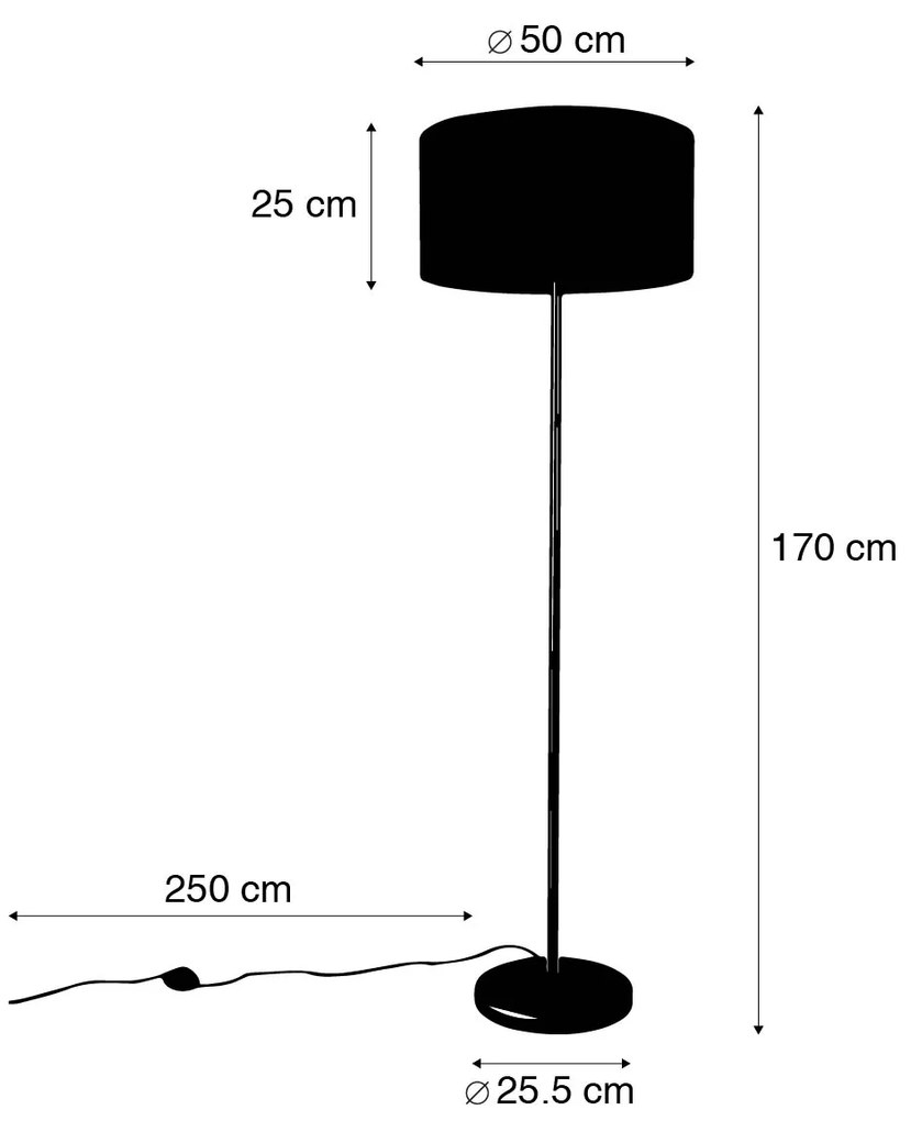 Lampa stojąca mosiądz z białym kloszem 50 cm - Simplo