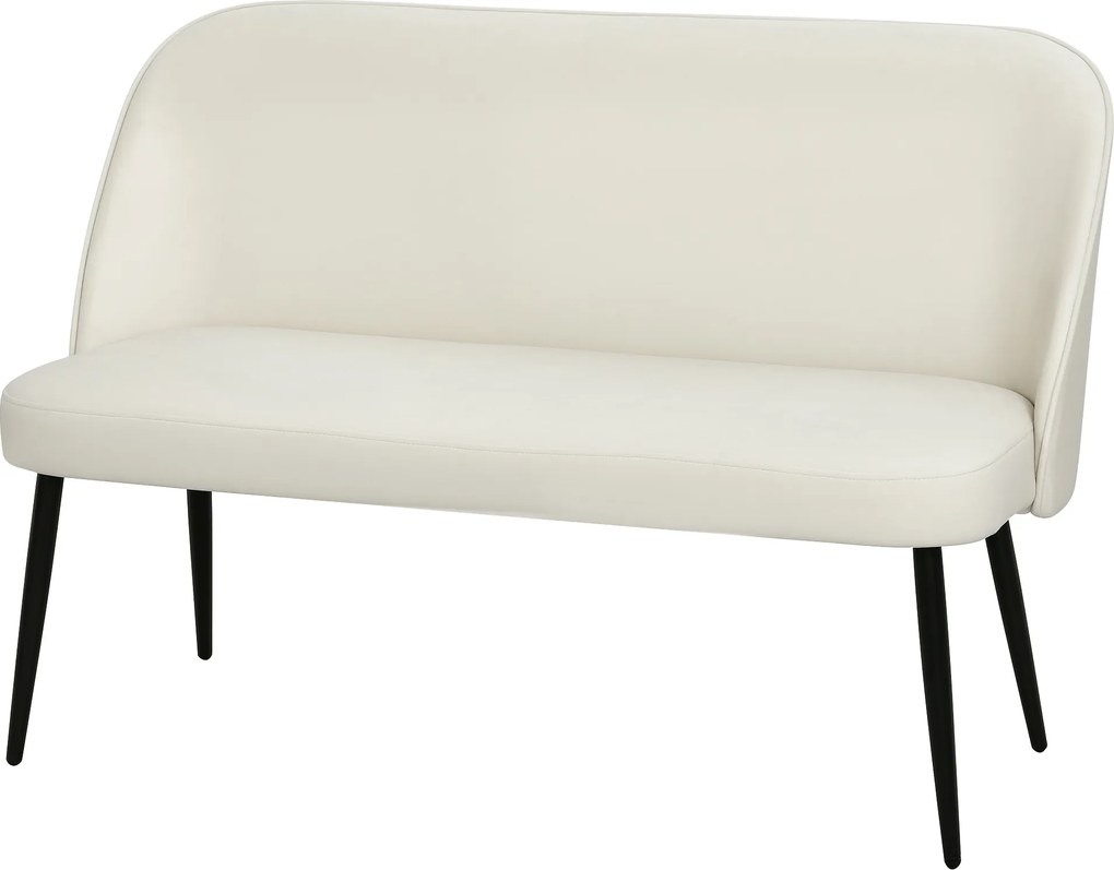 HOMCOM Sofa 2-osobowa, nowoczesna tapicerowana kanapa z metalowo-drewnianą ramą, welurowa tapicerka, beżowa