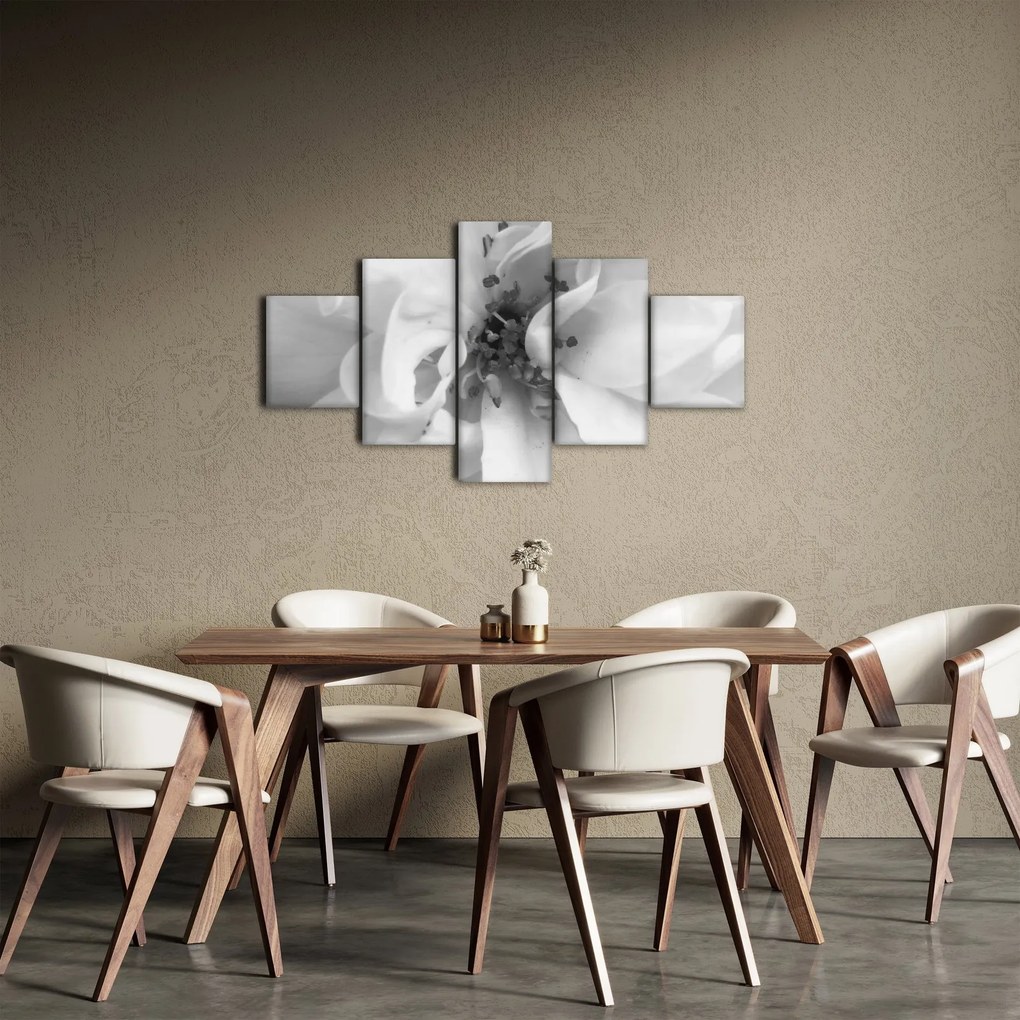 Obraz - Kwiat, czarno - biały (125x70 cm)