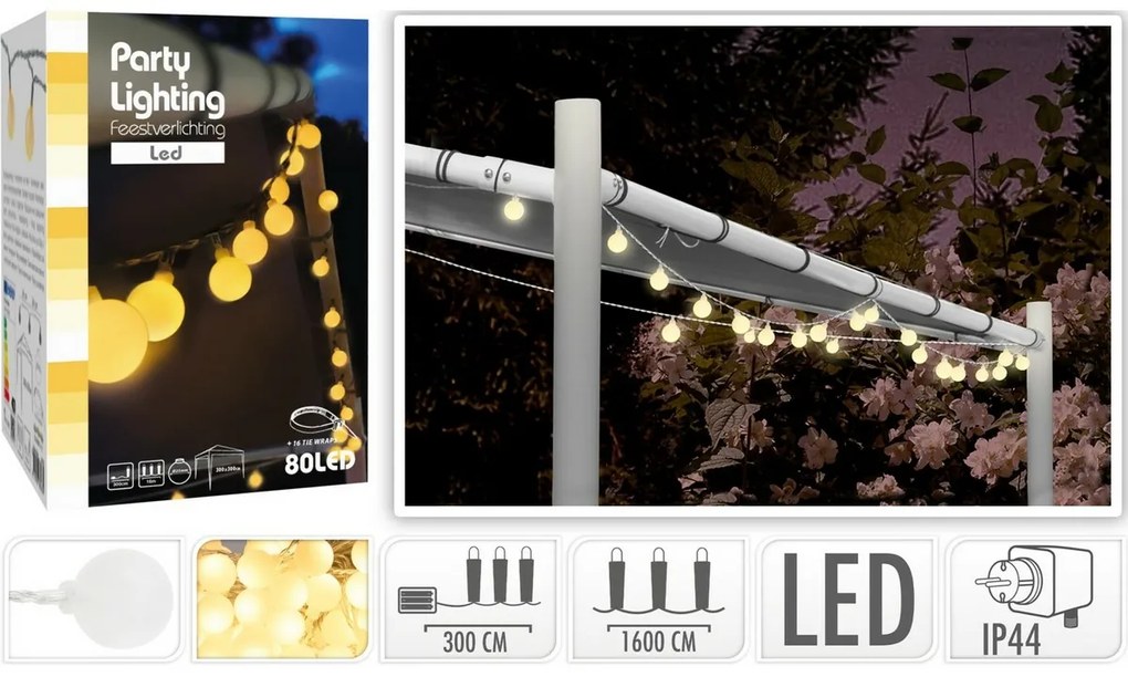 Zewnętrzne oświetlenie LED String lights,  80 żarówek