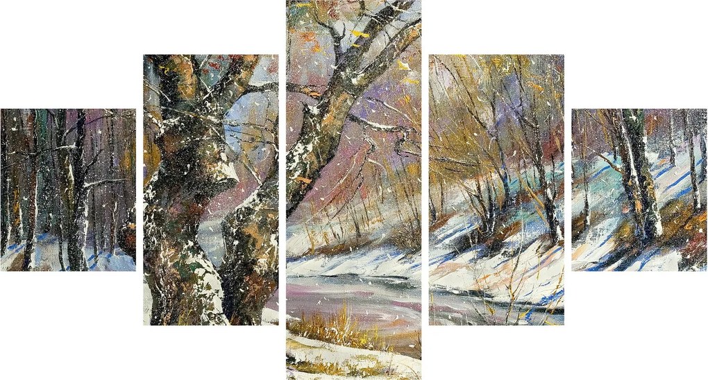 Obraz namalowanego zimowego krajobrazu (125x70 cm)